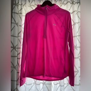 Under Armour all season gear semi fitted pink 3/4 zip lightweight pullover top